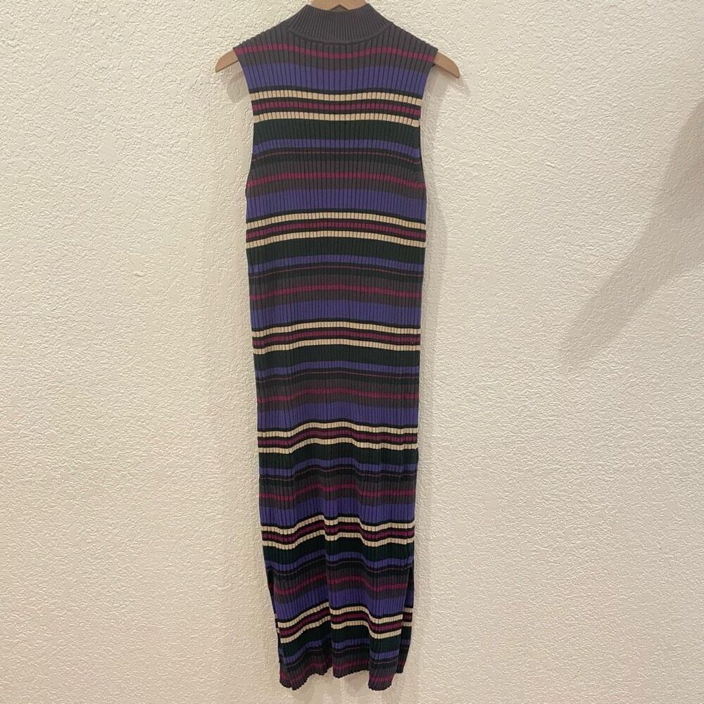 NWT Anthropologie Dolan Anne Ribbed Purple Striped Mock Neck Midi Dress 2X Work - Picture 9 of 10